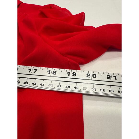 Amaryllis Pleated High-Low Button Front Blouse Size M/L Red Long Sleeve - Picture 6 of 9